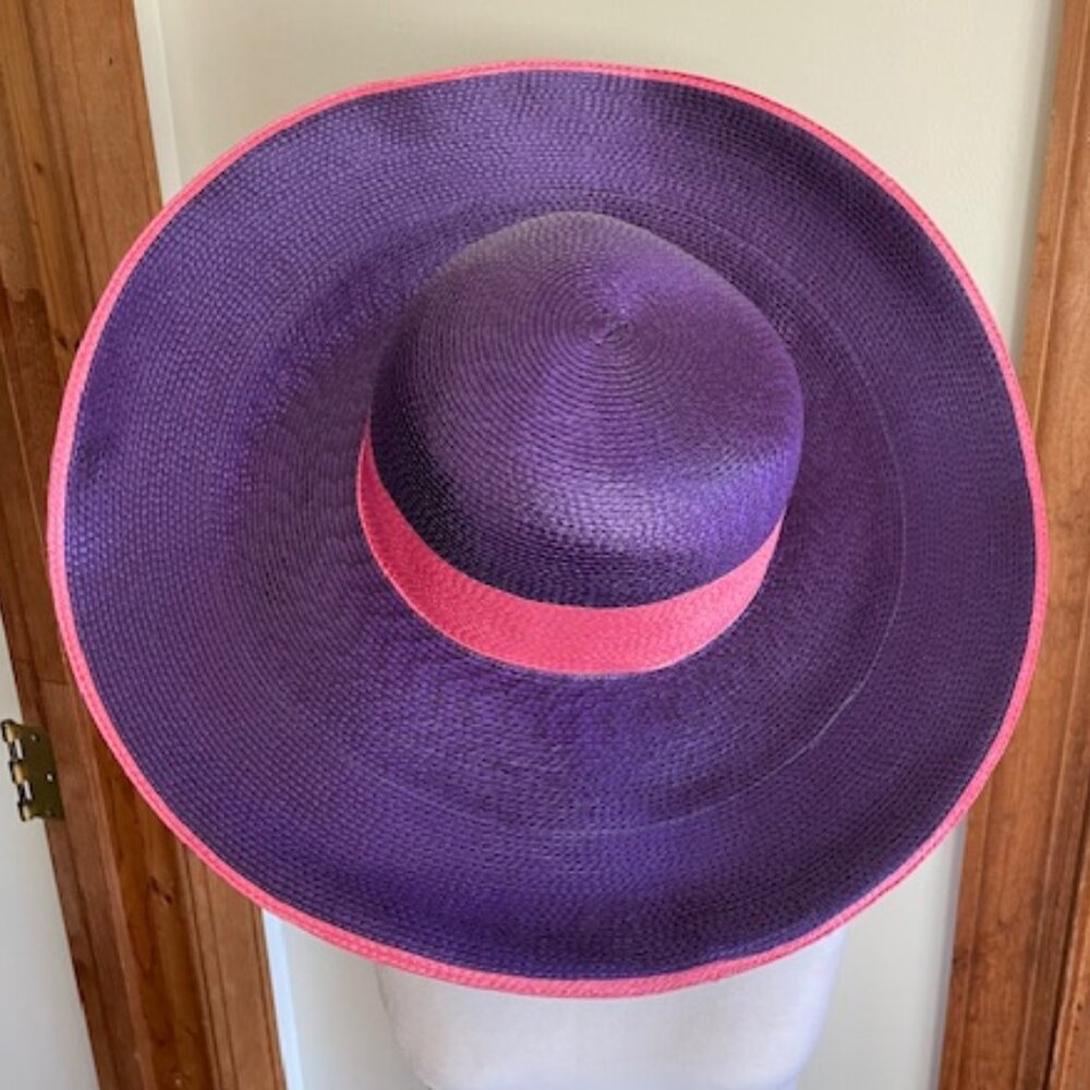 HARVE BENARD Wide Brim Sun Vintage Hat Purple Pink